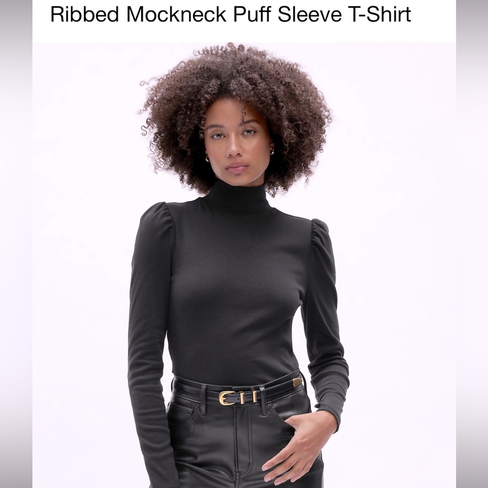 Ribbed Mockneck Puffed long Sleeve